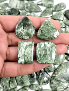 Natural Seraphinite Loose Gemstone Cabochon Loose Gemstone Wholesale Lot Pear Shape and Fine Gemstone Use Jewelry Making - Product Image 5
