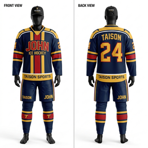 Uniforme de Hockey sobre Hielo para Hombre, Malla de Poliéster de Alto Rendimiento de 260 GSM, Panel en el Pecho Rojo Marino, Tela Transpirable, Logotipo Personalizado por Sublimación - Product Image 6