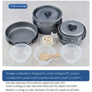 Ensemble de casseroles de camping en plein air pour 1 à 3 personnes, pliable, accessoires pour pique-nique et barbecue - Product Image 4