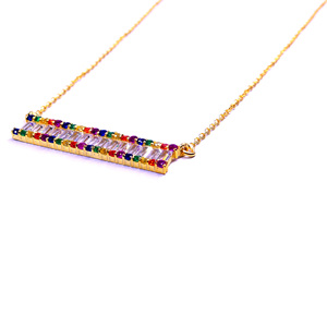 925 Sterling Silver Gold Plated <b>Rainbow</b> Fine Chain Necklaces For Women's Everyday Wear - Product Image 4