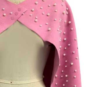 Pink Pearl Capelet Women Beaded Short Sleeve Elegant Evening <b>Shawl</b> Formal Party Fashion <b>Wrap</b> Cover Up Boutique Style - Product Image 4