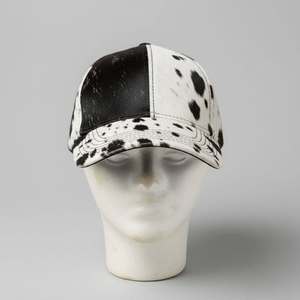Unisex 6-Panel Hair on Hide leather Baseball <b>Cap</b> Tie Dye Black White Cotton Fitted Casual Spring Summer <b>Hat</b> 58-60CM - Product Image 4