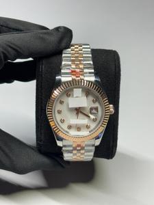 Stainless Steel Luxury Quartz Moissanite Diamond Mixed Dual Water Resistant Watch Long <b>Battery</b> Life Anniversary Gift for Unisex - Product Image 1
