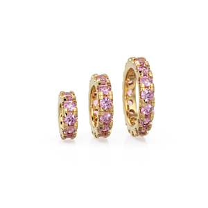 14k Gold Roundel Pink Tourmaline Charm, Tourmaline Wheel Charm Holder, Eternity Round Tourmaline Band Connector, Tourmaline - Product Image 5