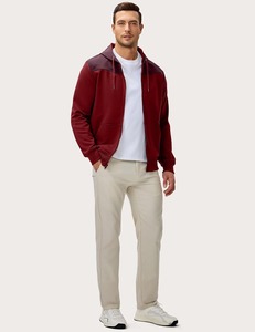 Sweat-shirt à capuche zippé pour homme, couleur unie, en polaire, décontracté, avec poches, respirant, coupe régulière, pour l'automne - Product Image 4