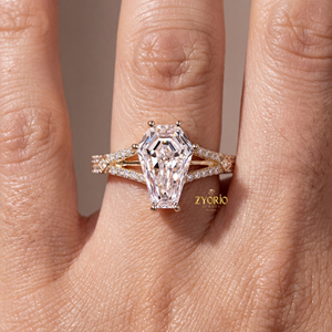 Anillo de Plata 925 con Diamante Cultivado en Laboratorio, Corte Ataúd, Diseño Gótico, para Compromiso, Boda, Aniversario o Fiesta - Product Image 3