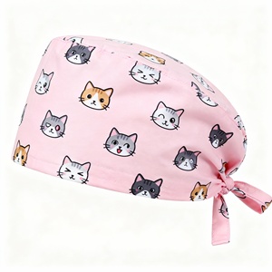 Surgical Scrub <b>Cap</b> With Buttons Doctor Nurse Long Hair Ponytail <b>Cap</b> Medical Dental Head Wear <b>Women</b> Cotton Cartoon Nurses Hat - Product Image 2