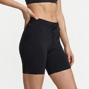 Pantalones Cortos de Compresión con Cordón para Mujer, Ropa de Yoga, Capa Base, Pantalones Cortos Deportivos para Mujer, Cintura Ajustable con Cordón, Ajuste Delgado - Product Image 5