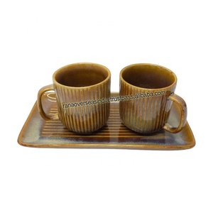 Factory Wholesale Stocked New Design Modern Luxury Ceramic Mug <b>Set</b> with Customized Logo Tray for Home Coffee Shop Use - Product Image 3