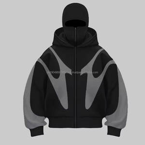 OEM Service Printed Pullover <b>Hoodi</b> with Distressed Design <b>White</b> Balaclava Black Color New Cartoon Logo Loose Fit Hooded Collar - Product Image 3