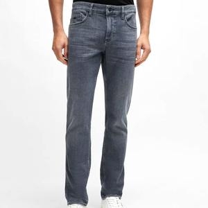 Jeans de Mezclilla para Hombre, Corte Recto, Lavado a la Piedra, Cintura Media, Corte Regular, Tejido de Algodón, Estilo Casual Otoñal - Product Image 2