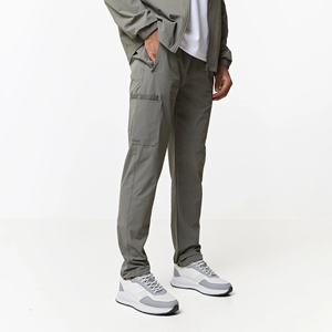 Men's Grey <b>Nylon</b> Tracksuit Zip-Up Jacket <b>Jogger</b> Pants Set Casual Sportswear Outfit Breathable Full Sleeve Solid Color Autumn - Product Image 5