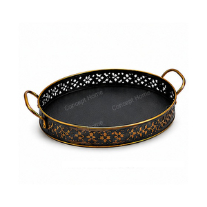 Bandeja de Servir Octogonal de Metal con Asas con Acabado Pintado de Patrón Sólido, Elegante, Ecológica, Hecha a Mano, Moderna, Apta para Lavavajillas - Product Image 3