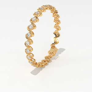 Bracelet Chaîne en Or 14K de Luxe Aarinya avec Diamants Ronds Brillants Sertis en Canal, Design Géométrique, Bracelet à Porter au Quotidien - Product Image 4