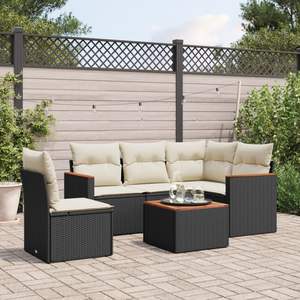 Conjunto de Sofá de Jardín Ajustable de 6 Piezas, Ratán PE Negro, con Diseño Confortable y Apariencia Elegante - Product Image 1