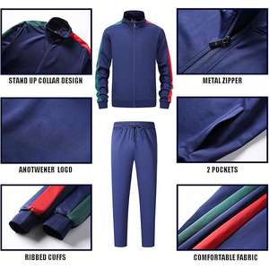 Conjunto de Chaqueta y Pantalones con Ribete en Contraste, Chaqueta con Cierre de Media Cremallera en la Parte Superior, Dobladillo Elástico en la Parte Inferior, Traje Deportivo Cortavientos - Product Image 3
