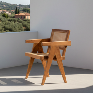 Silla de Comedor Vintage Kuka Premium de Madera de Teca Sólida con Mimbre Resistente al Agua para Interiores Modernos de Mediados de Siglo - Product Image 3