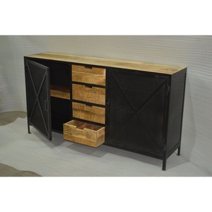 Moderno Vintage Sólido Mango Madera Convertible Extensible Lujo Estilo Industrial Aparador Almacenamiento Dormitorio Sala de estar Muebles para el hogar - Product Image 2