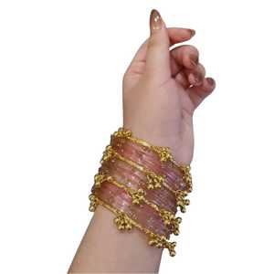 Bracelets en verre traditionnels du Cachemire, multicolores, plaqués or, ensemble de bijoux de mariage, couleurs personnalisées disponibles - Product Image 4