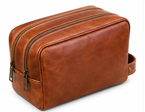 Bolsa de Viaje Gravs LT-08D Premium de Cuero Genuino Ecológico, Duradera, Estilo Vintage, Gran Capacidad, Cierre de Doble Cremallera, Suave, para Cosméticos - Product Image 3
