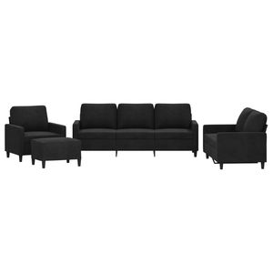 Conjunto de Sofá Grande de Terciopelo Negro con Estructura Metálica y Madera Contrachapada para Sala de Estar - Product Image 2