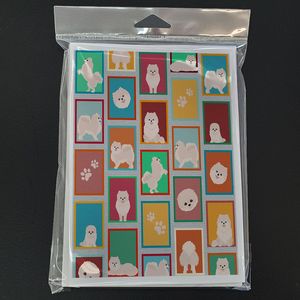 Whimsical A7 Size 5x7 Blank <b>Note</b> <b>Cards</b> Pack of 8 White Pomeranian <b>Greeting</b> <b>Cards</b> with Envelopes - Product Image 3