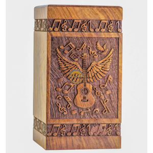 Urne funéraire en bois de rose sculptée à la main AYAANS, très vendue, pour cendres d'adultes, urnes funéraires en gros (6X6X11)IN - Product Image 3