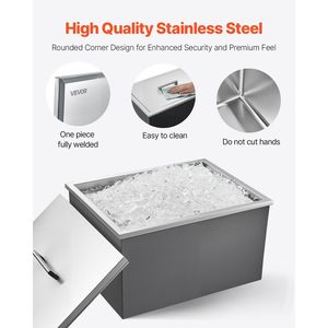 Contenitore Refrigerante Commerciale in Acciaio Inox da 45,3 Quarti, 22"L X 17"W X 12"H, Secchiello per Ghiaccio da Esterno, Vasca per Bevande - Product Image 4