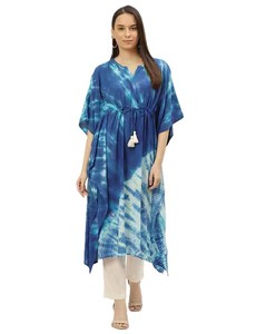 High Quality Designer Rayon <b>Kaftan</b> Tie Dyed <b>Summer</b> Daily Wear Regular Fit Sweetheart Neck Washable Three Quarter Sleeve - Product Image 1