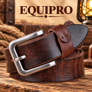 Ceinture en cuir de vachette véritable marron vintage Equipro, boucle carrée en alliage durable, ceinture rayée décontractée pour homme, longueur personnalisable - Product Image 2