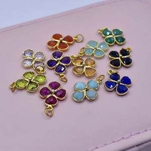 Faceted Crystal <b>Quartz</b> Flower Pendant | 6mm Clear Gemstone Charm | 18K Gold-Plated Brass - Product Image 6