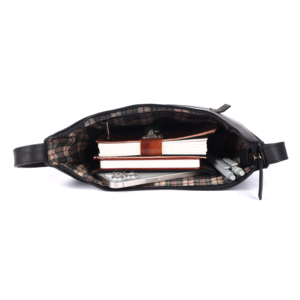 Bolso Bandolera de Cuero Genuino de Diseño Premium, Unisex, Negro, con Cierre de Cremallera y Broche, Estilo Clásico y Duradero para Uso Diario - Product Image 4