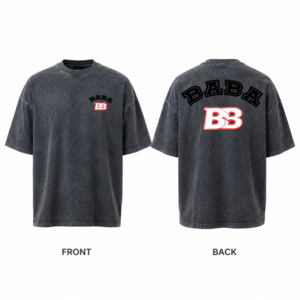 T-shirt en coton à manches courtes surdimensionné avec logo Baba BB, col rond décontracté pour homme, anti-rétrécissement, impression numérique, design avant et arrière - Product Image 6