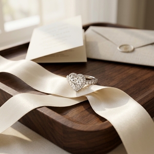 Bague de fiançailles solitaire en forme de cœur avec halo de diamants de laboratoire et pavé de diamants taille ronde en or blanc 10k, 14k, 18k - Product Image 3