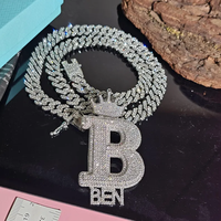 Pendentif Couronne Lettre M Personnalisé en Or 18K Plaqué Or avec Moissanite D VVS, Style Hip-Hop, Breloque Homme, Nom Martin, Bijou de Marque Indépendante