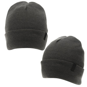 Bonnet tricoté texturé personnalisé avec logo, gris et noir, style tressé, bonnet d'hiver chaud à revers, Gorros, vente en gros 2026 - Product Image 4
