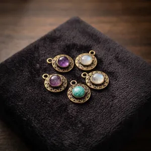 Conectores de Latón con Piedras Preciosas para la Fabricación de Joyería |   Eslabones de Latón Hechos a Mano con Piedras Preciosas Naturales |   Fornituras de Joyería al por Mayor - Product Image 5