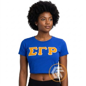 Camiseta Casual Ecológica de Poliéster/Algodón con Cuello Redondo y Bordado de la Hermandad Femenina Sigma Gamma Rho, GREEK TREASURES, Venta al Por Mayor - Product Image 1