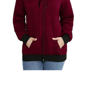 Sweat-shirt d'hiver décontracté pour femme, coupe classique, en polaire zippé, avec poche kangourou, respirant, imperméable, écologique, logo frontal - Product Image 5