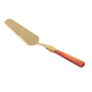 Couteau à gâteau de luxe doré avec manche rayé jaune et blanc, élégant outil de service pour desserts, idéal pour mariage, fête, décoration de table de pâtisserie - LE MEILLEUR - Product Image 2