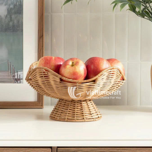 ชามผลไม้ทรงเปลือกหอยทำจากหวายสาน งานแฮนด์เมด ตะกร้าเสิร์ฟรูปทรงเปลือกหอย - Product Image 4