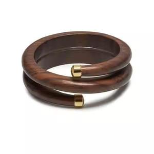 Solid Bohemian Wooden Bangle For Party Festive <b>Wedding</b> Wrist Bangle Set Vintage Fashion Jewelry <b>Accessory</b> Wooden Cuff Bracelet - Product Image 4