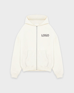 Sweat à capuche zippé en molleton de coton épais OEM pour homme, coupe oversize et carrée, épaules tombantes, logo personnalisé, haute qualité, style Y2K - Product Image 2