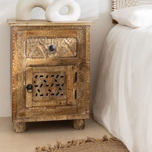 Rustic Solid Wood <b>Storage</b> <b>Cabinet</b> with Raised Panel Drawer for <b>Bedroom</b> and Living Room - Product Image 2