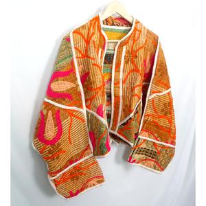 Handmade Unisex Indian 100% Cotton <b>Kantha</b> <b>Jacket</b> Quilted Patchwork Design Windproof Style - Product Image 4
