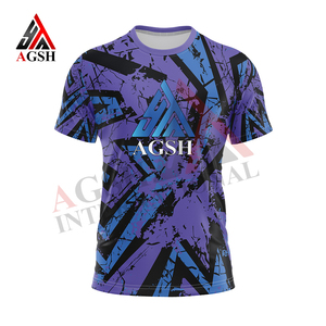 เสื้อยืดแขนสั้นพิมพ์ลายซับลิเมชั่นสำหรับผู้ชาย AGSH ลายเรขาคณิต แห้งเร็ว ทรงเข้ารูป สปอร์ต คอกลม โพลีเอสเตอร์ - Product Image 4