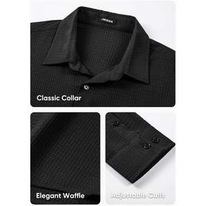 Camisa de Vestir Personalizada para Hombre, 100% Algodón, Estilo Waffle, con Botones, Manga Larga, Informal, para Trabajo, con Cuello Waffle Moderno - Product Image 4