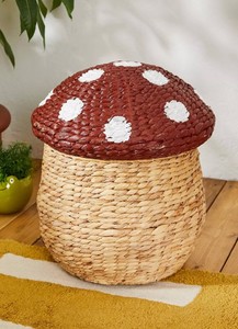 Handcrafted Water Hyacinth Mushroom <b>Basket</b> with Removable Lid Decorative <b>Toy</b> <b>Storage</b> <b>Basket</b> for Kids Room, Nursery, Laundry Room - Product Image 5