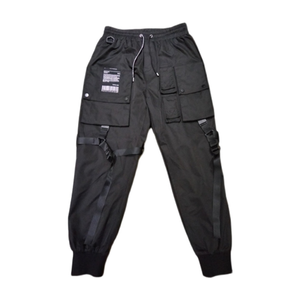 Women's Casual High-Waisted Flat Crocheted Cargo Pants Multi-Pocket <b>Elastic</b> Waist Breathable Eco-Friendly Loose Full Length - Product Image 1