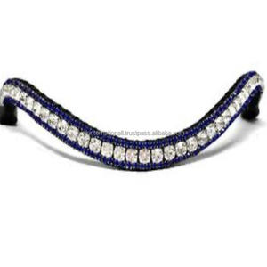 Bande de front de cheval en cuir rembourré de canal vide dans des tailles personnalisées formes et couleurs cristaux strass bande de front de cheval décoctive - Product Image 4